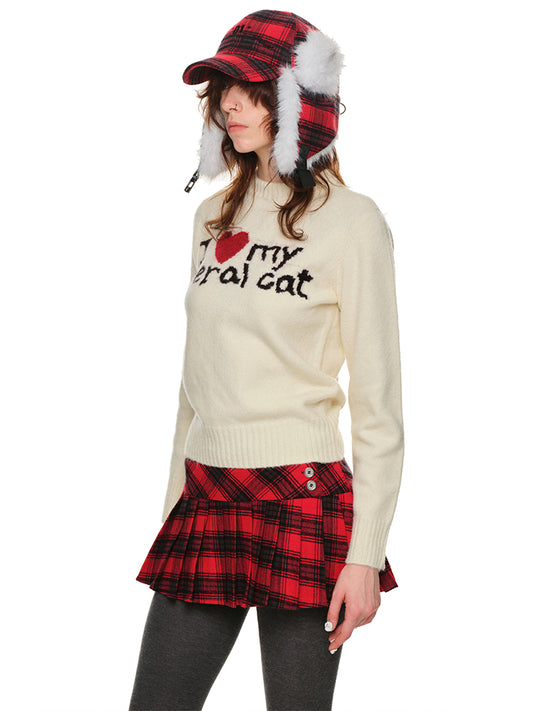 Alphabet Love Jacquard Crew Neck Sweater Women's Fall/Winter Retro Slim Slim Long Sleeve Top