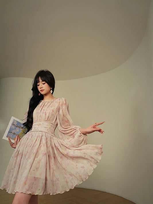 Smoky Twilight Purple French Breeze Fairy Dress – Slim Silhouette Long Skirt