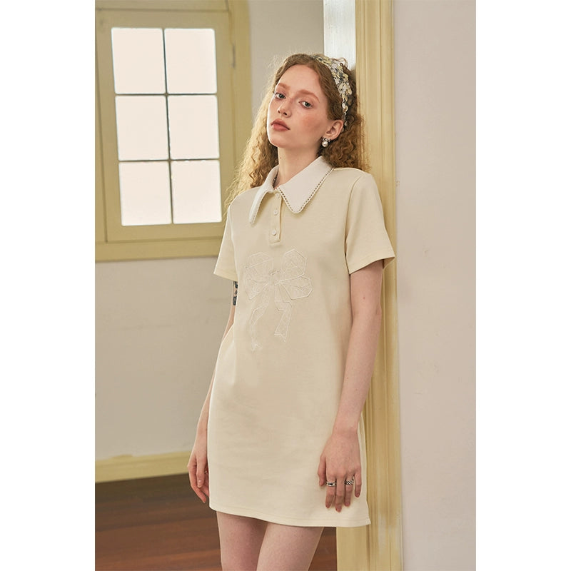 فستان بولو متوسط الطول بفيونكة