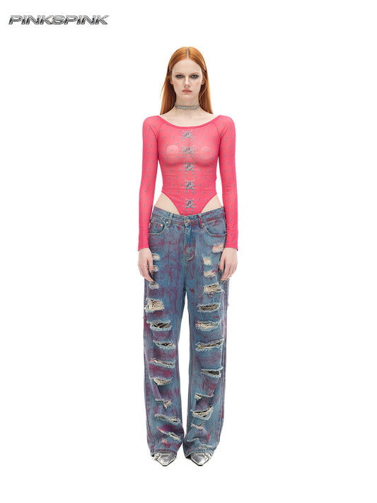 Electric Moon Mirror Sheer Mesh Base Layer – Sexy Y2K Fit