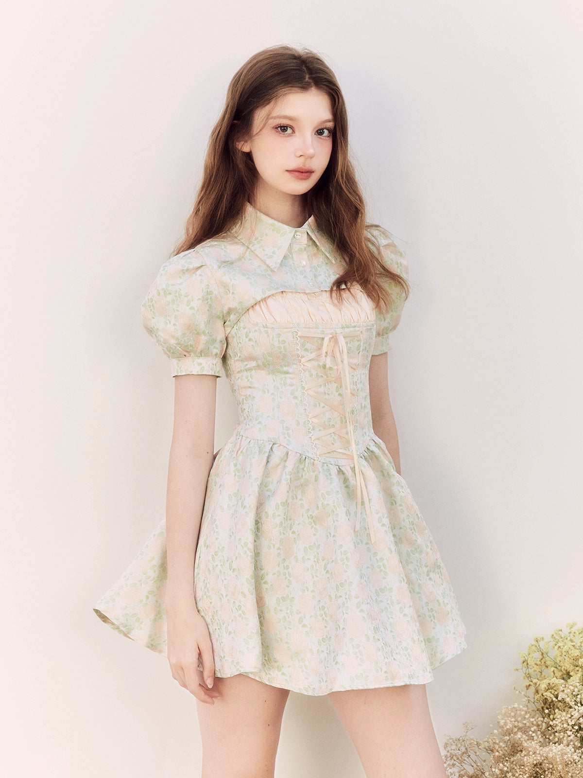 Jacquard Green Strap Dress