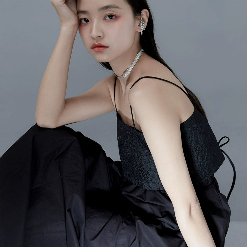 Original Dark Japanese Jacquard Ultra Short Suspender Top