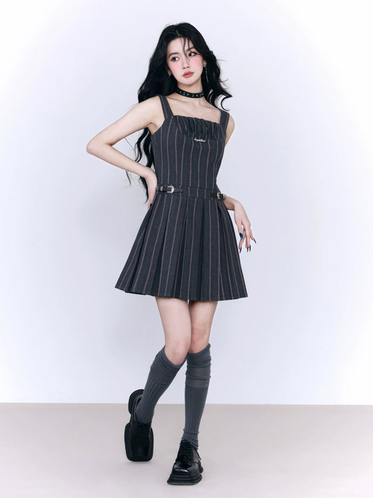 American Academy Style Striped Backband Dress