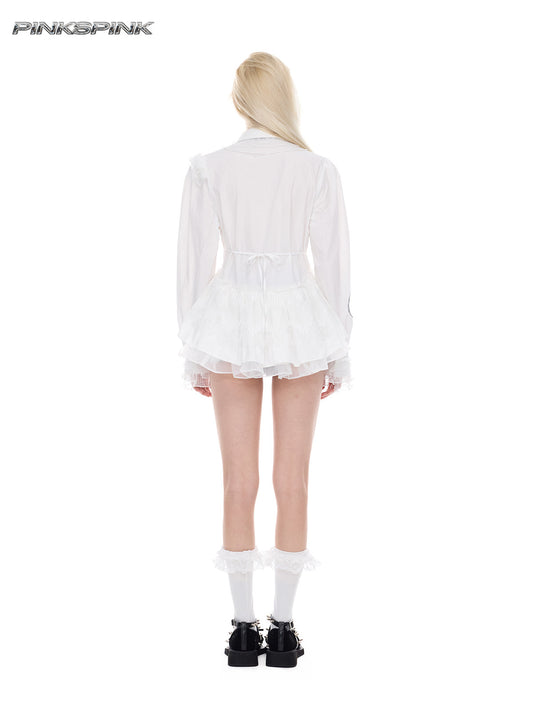 Electric Punk Ballet Lolita Lace Puff Skirt Shirt Set