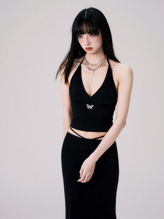 American Babes Strappy Vest & Low-Waist Maxi Skirt Set