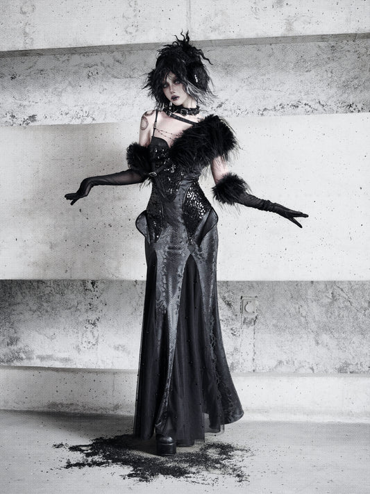 Shadow of the Snake Pupil Plump black fur shawl with a fur collar scarf for autumn and winter