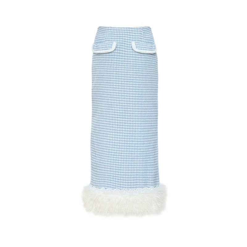 Plaid Lace Neck Suit Coat Set