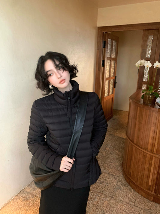 Stand-Collar Duck Down Jacket – Windproof Hong Kong Retro Winter Essential
