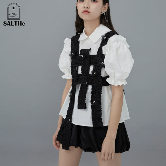 Original Metal Mesh Top with Pleated Bra and Vest