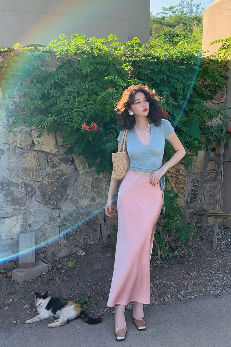 সাটিন স্প্লিট স্কার্ট: গ্রীষ্মের ফিশটেল কমনীয়তা