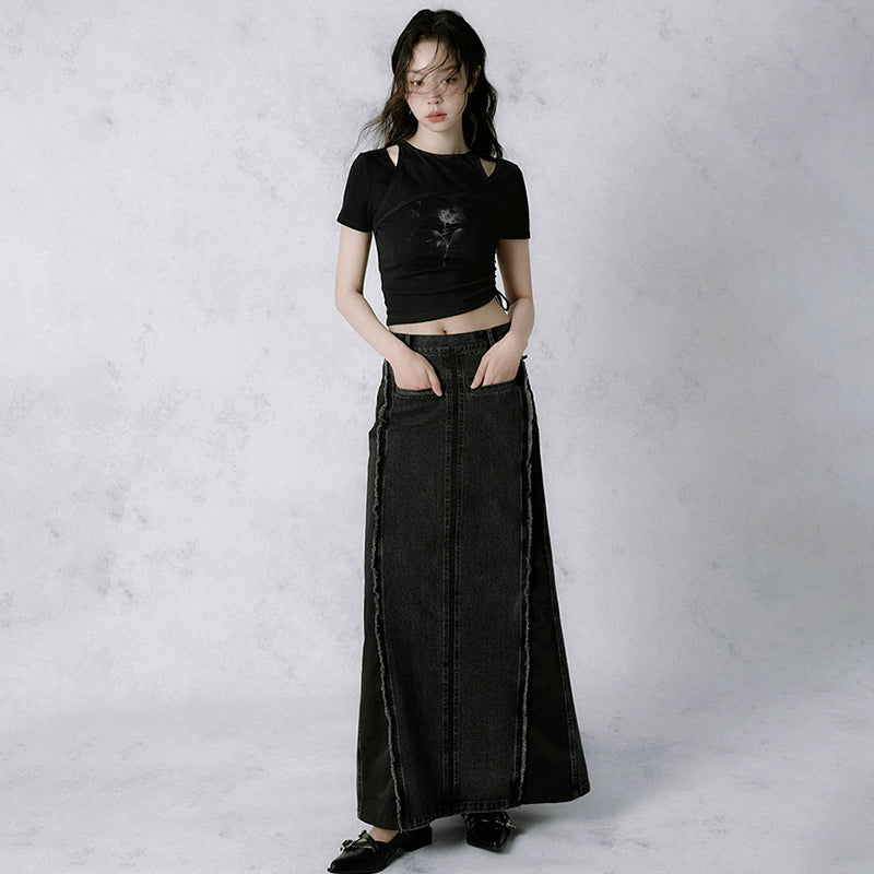 Waste Soil Denim Retro Spicy Girl Long Cowboy Skirt