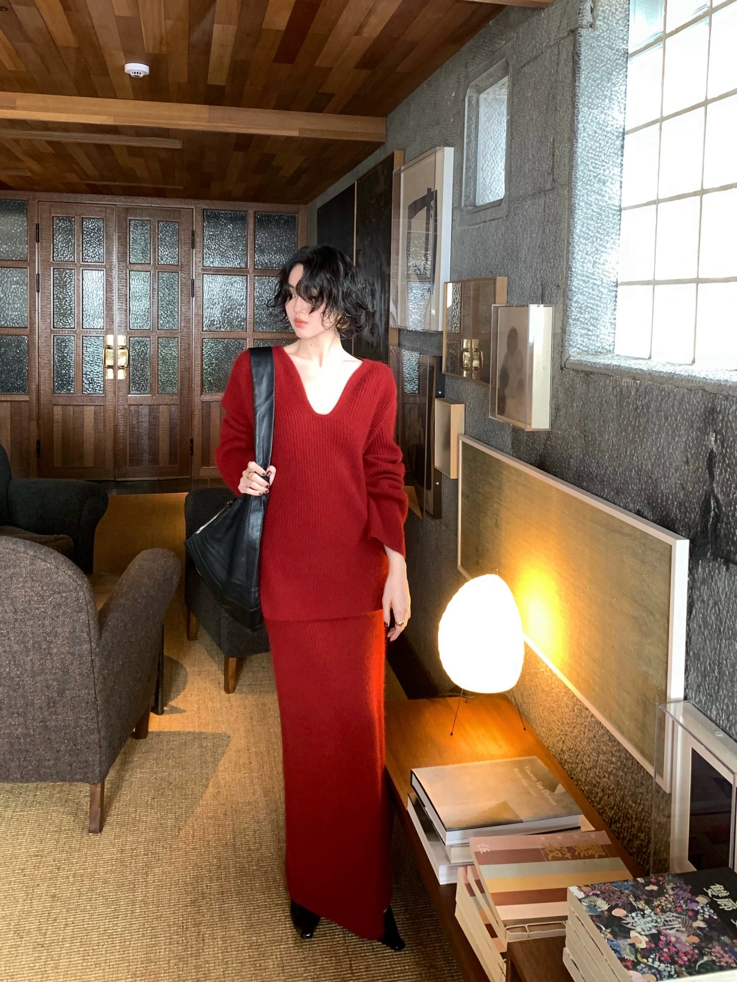 Raccoon Wool-Blend High-Waisted Knit Skirt – Hong Kong Retro Winter