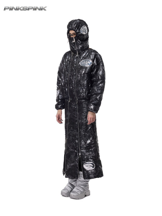 Space Black Silver Double-Zip Y2K Headgear – Electric Moon Unisex