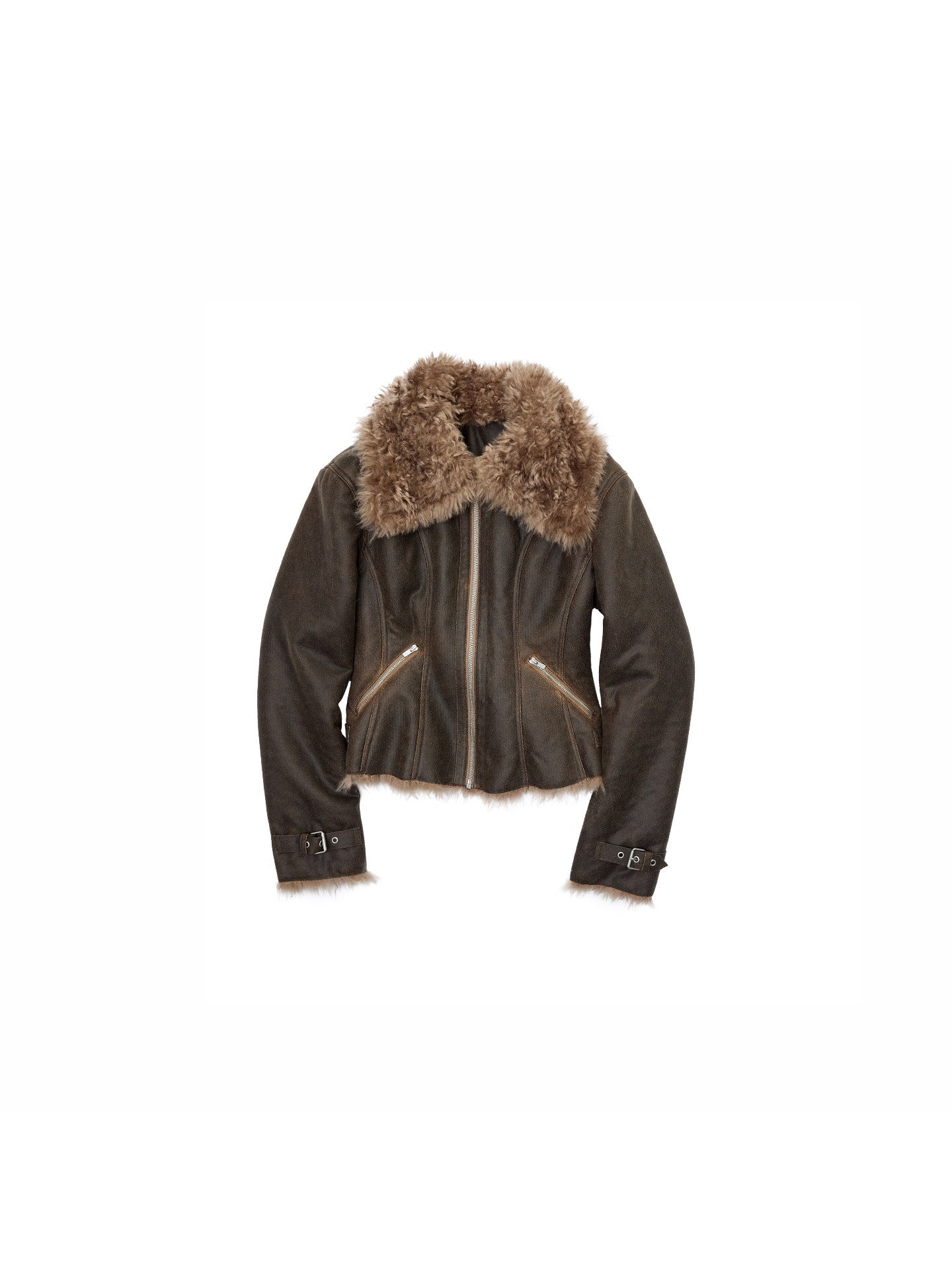 Fur-Lined Vintage Washed Jacket