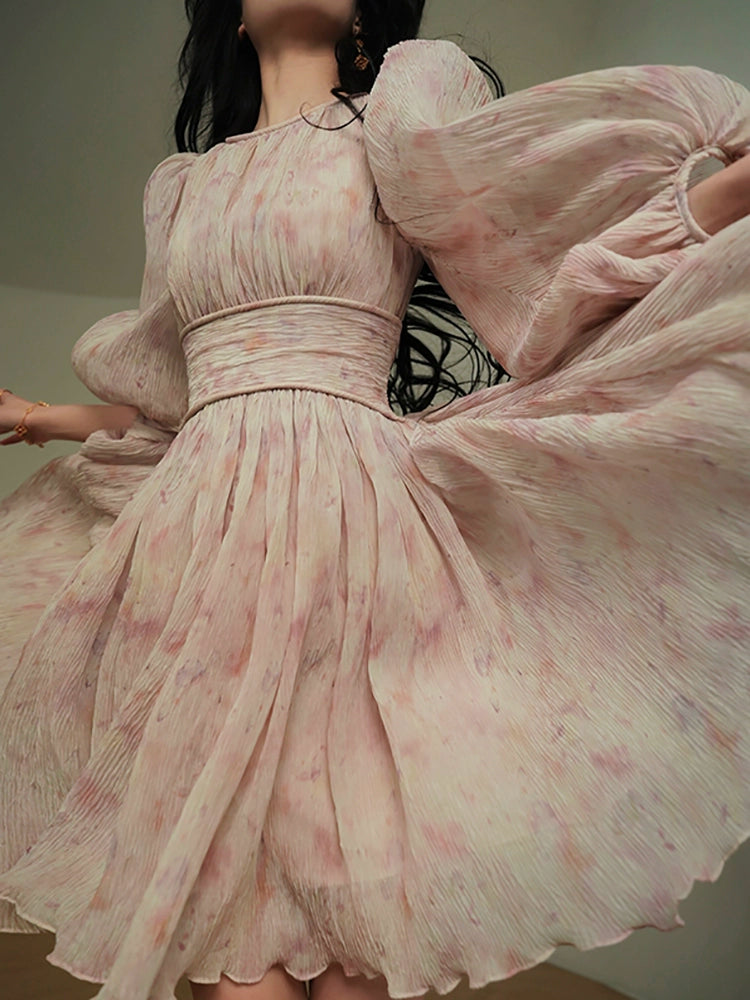 Smoky Twilight Purple French Breeze Fairy Dress – Slim Silhouette Long Skirt