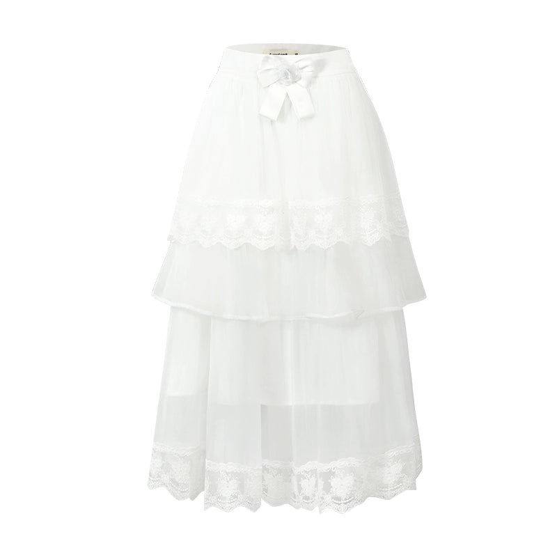 White Mesh Lace Fairy Skirt