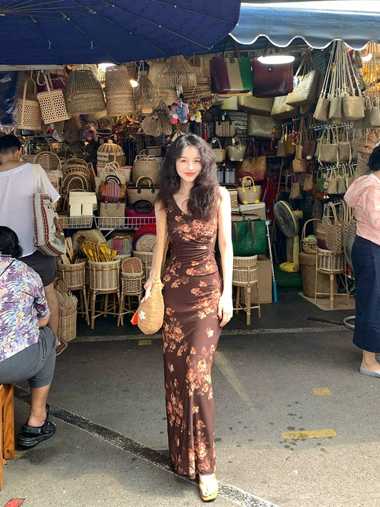 Vintage Mesh High-Waist Long Skirt