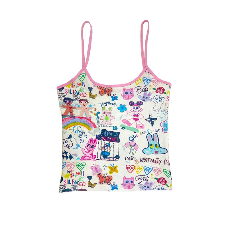 Graphic Print Cami Vest