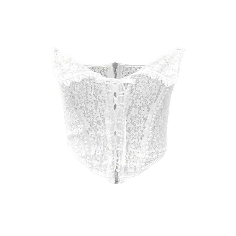 Blue & White Plaid Mesh Skirt Set