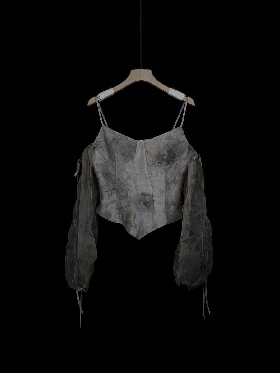 Летний шелковый ремешок и топ рукав с пузырьком