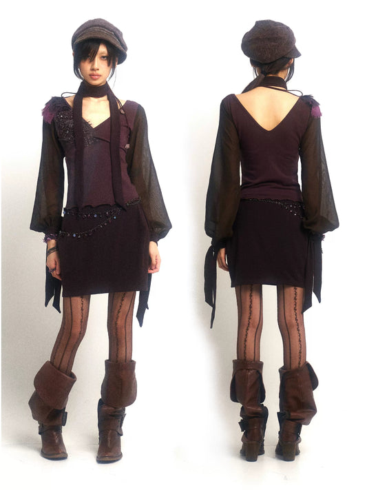 Mesh Beaded Knit Dress – Romantic Statement Look