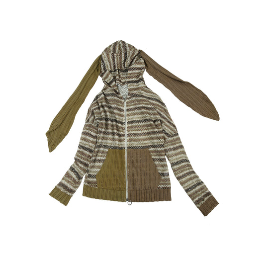 Y2K খরগোশের কানের ডোরাকাটা ক্যাজুয়াল সোয়েটশার্ট |