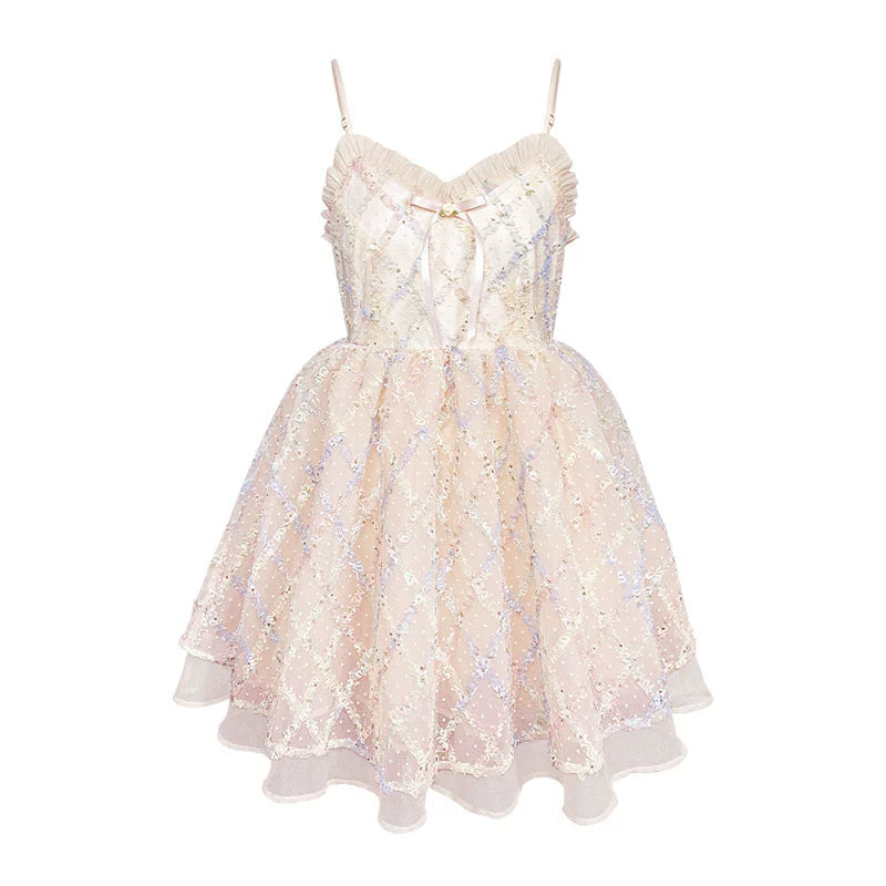 Plaid Gauze Strap Dress