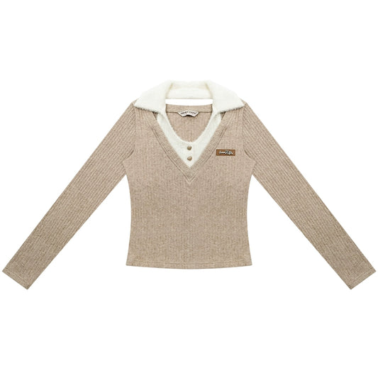 ব্যাকলেস কলার নিট টপ |