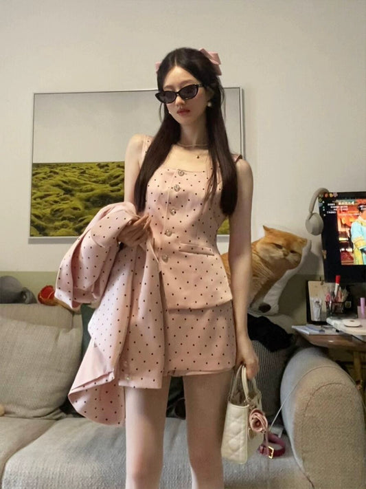 Pink Three-Piece Suit – Korean-Inspired Luxury Blazer Set