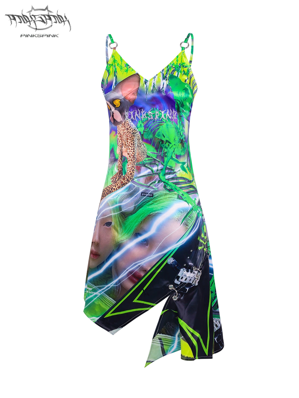 Fluorescent Green Rock Dress – SPHYNX CAT Yooki Portrait Slim Fit Design