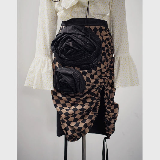 3D প্লেট ফ্লাওয়ার ডায়মন্ড Jacquard স্কার্ট Q260