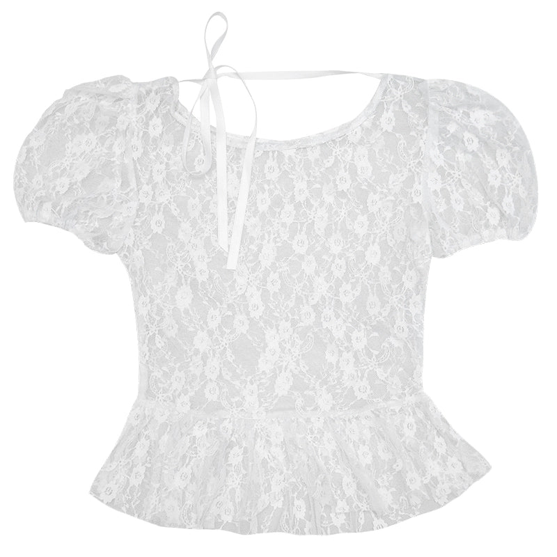 Cherry Mesh Sleeve Top