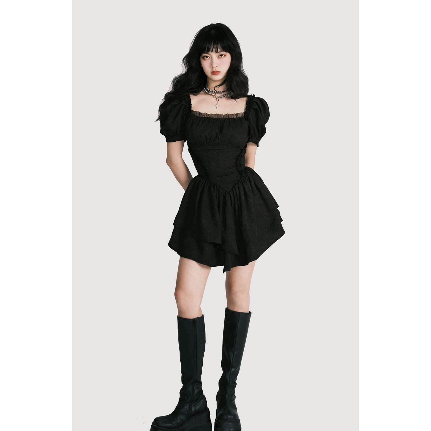 Sexy Jacquard Black Princess Dress - Summer