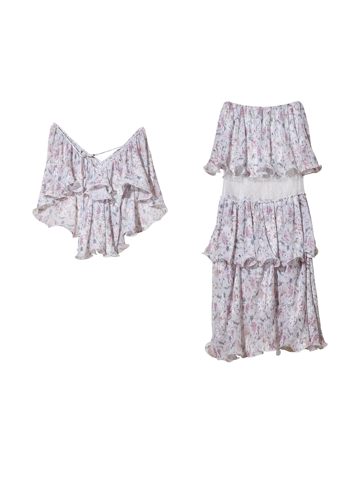 Floral Ruffle Two-Piece Dress | Retro Romantic 26SS Set