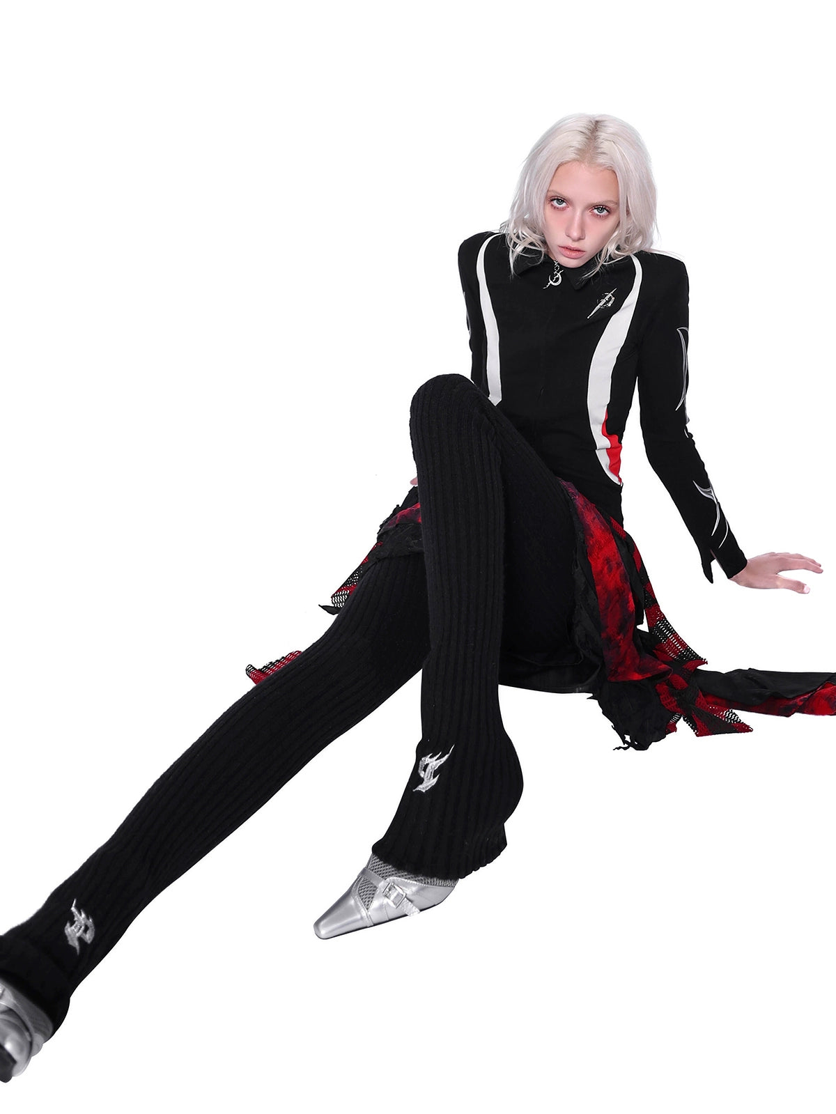 Flame Embroidered Bootcut Skinny Leggings – Warm & Stylish Statement Wear