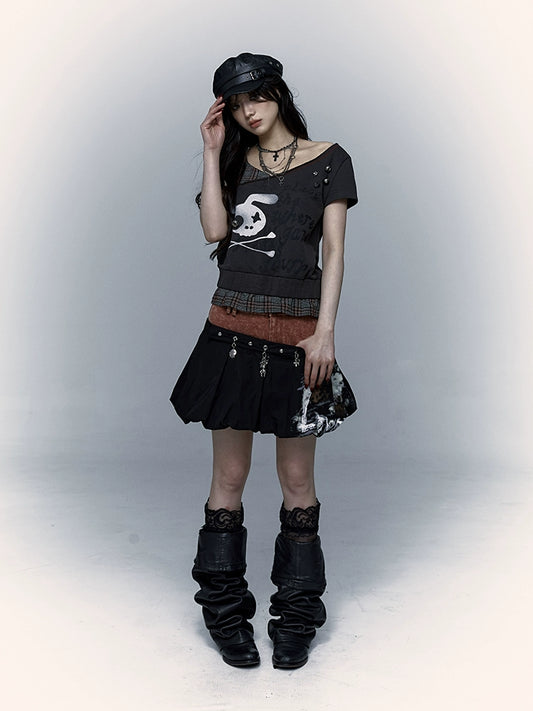 প্যাচওয়ার্ক বাড স্কার্ট | নকল টু-পিস ধোয়া পাফ স্কার্ট ডিজাইন