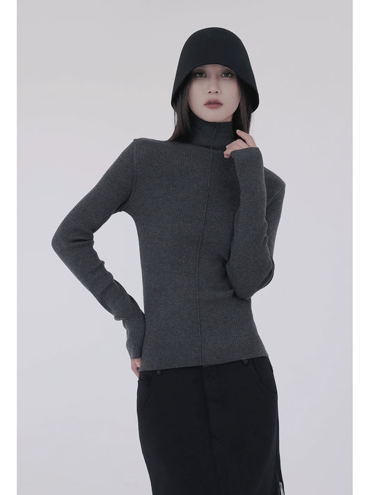 Solid Color Slim Long-Sleeve Luxury Knit Top for Women