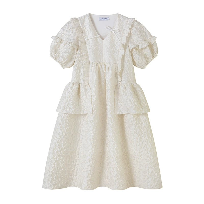 الكريمة نفخة -فلاور نمط الفقاعة فستان الأكمام