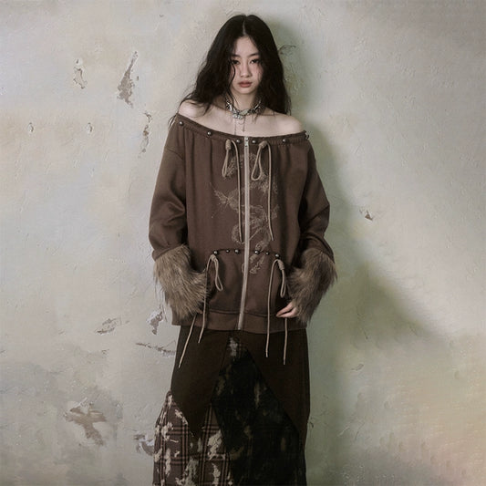 Year of the Loong Fur Plush Hooded Sweater Coat