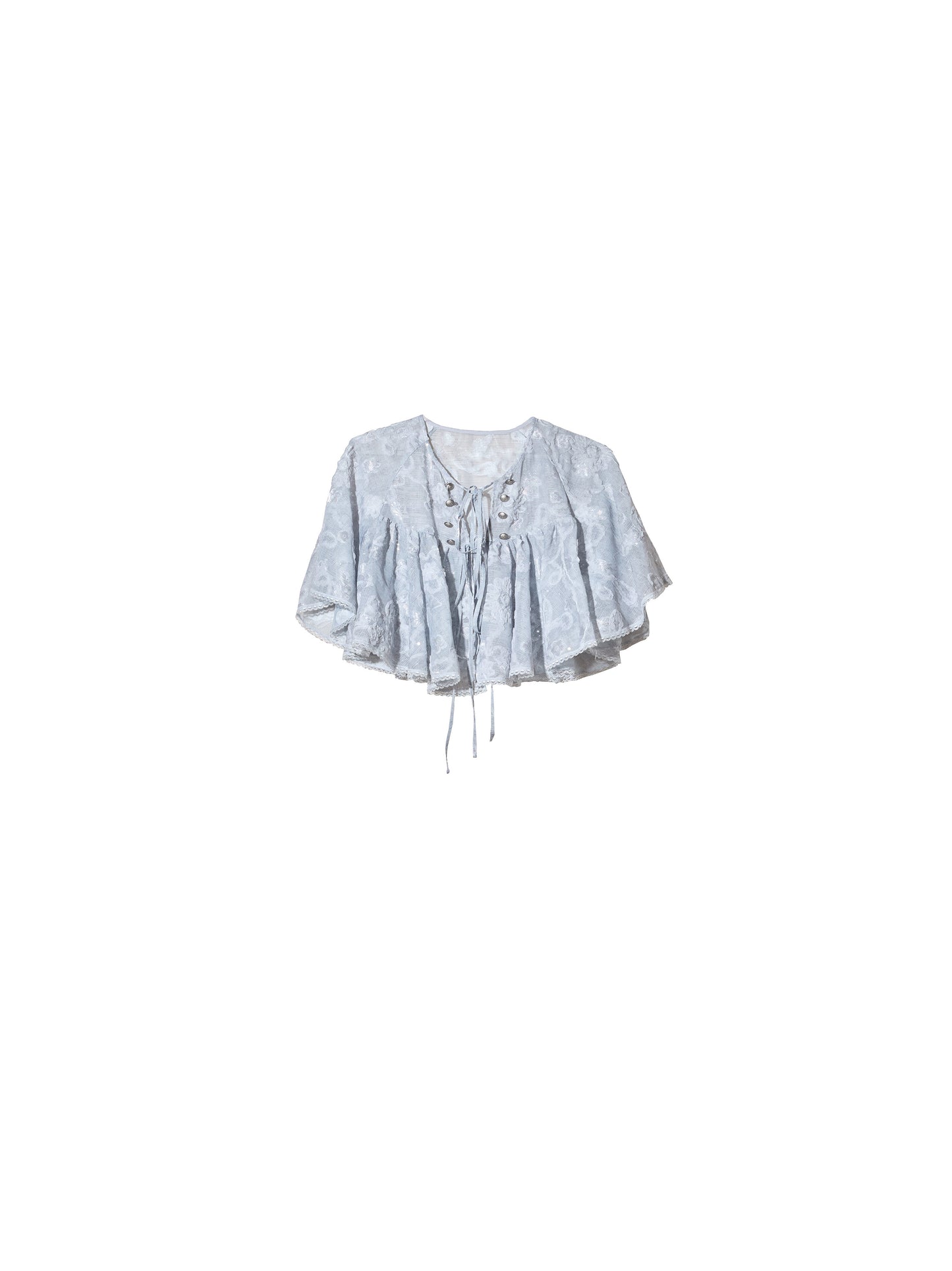 Embroidered Sequin Cape Shirt | Romantic Sun Protection Top