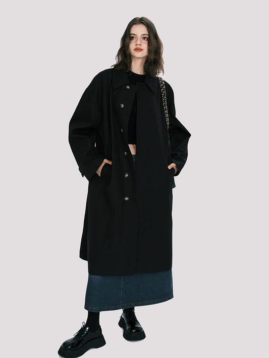 Cortavientos negro clásico - Suelto de longitud media