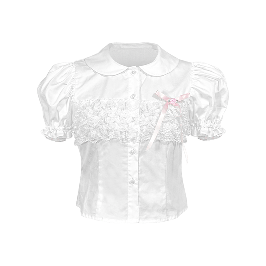 Camisa de flores del cuello de muñeca