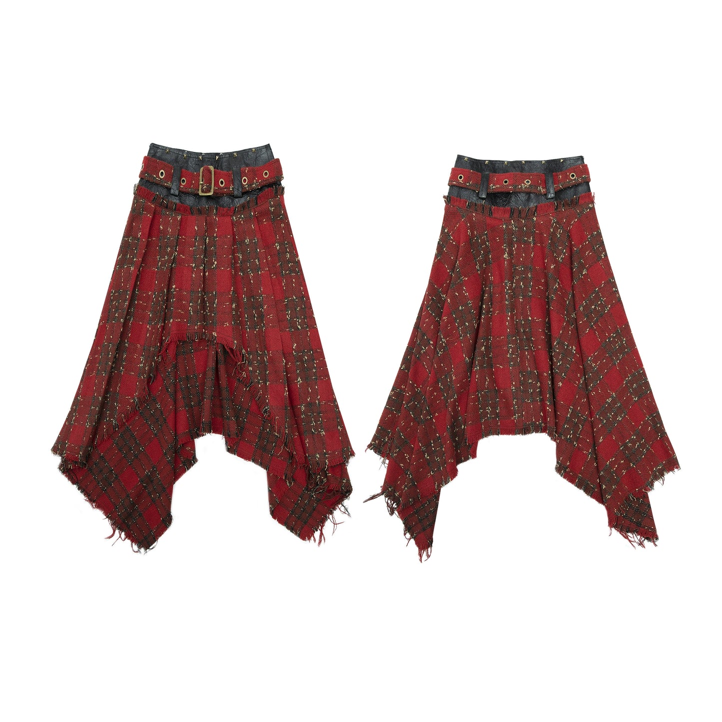 Checkered Dark Punk Irregular Skirt