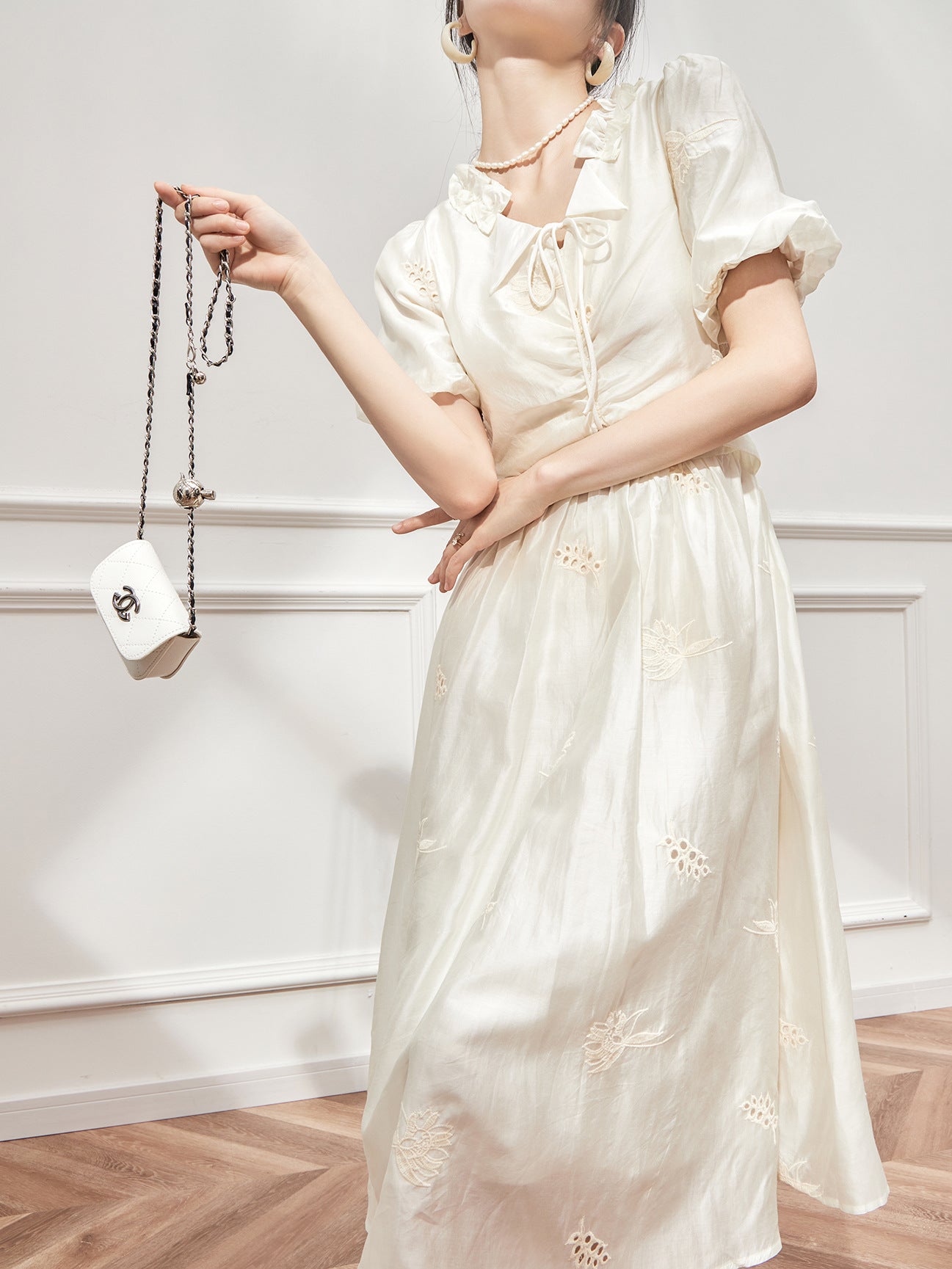 White Tea Break French Holiday Dress