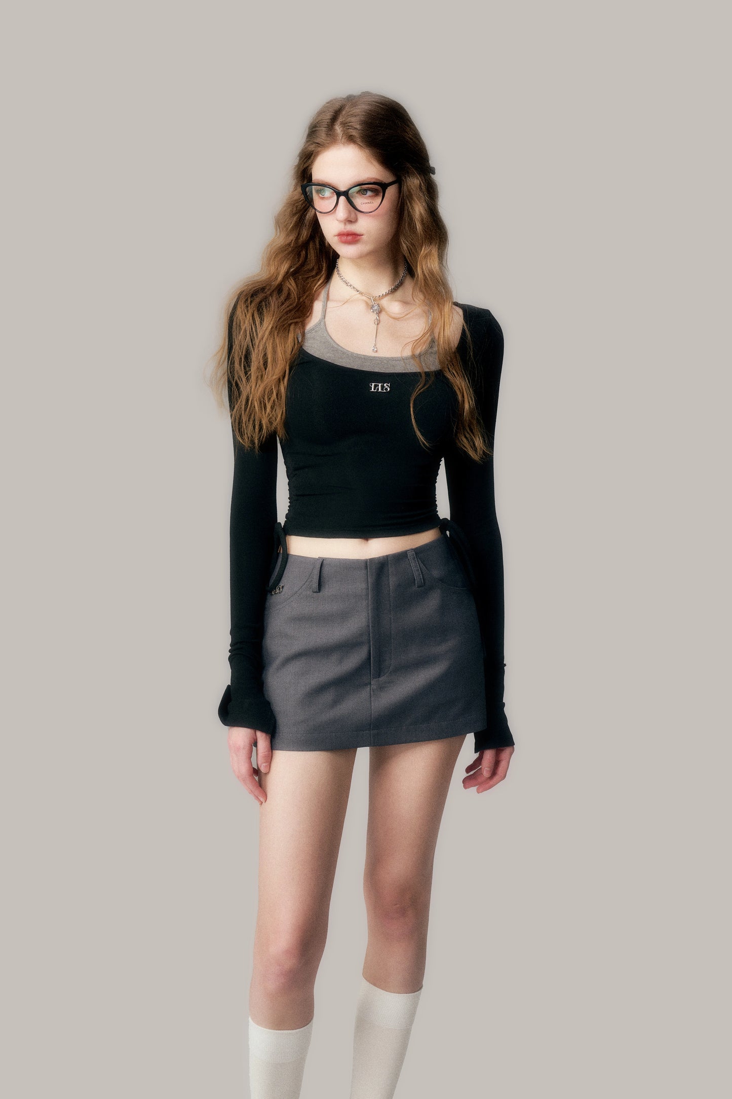 Mustang Grey A-Line Mini Skirt