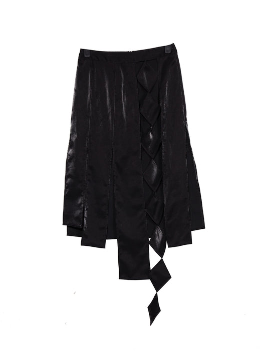 속이 빈 기하학 체크 스커트