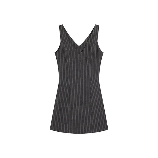High Dry Formal V-Neck Striped Dress - Women's Summer Strap Style