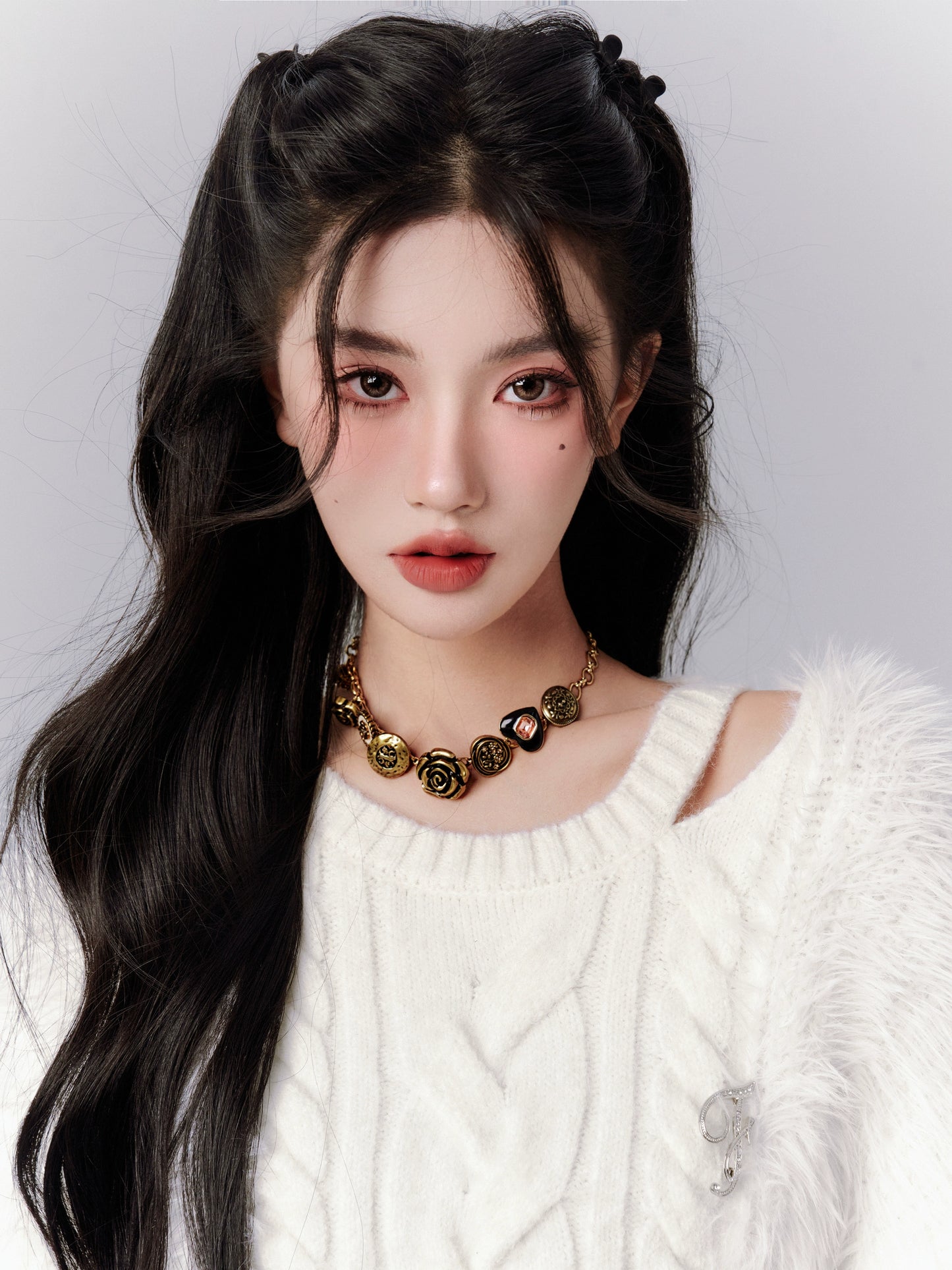 Heartbreaking Retro Metal Button Necklace