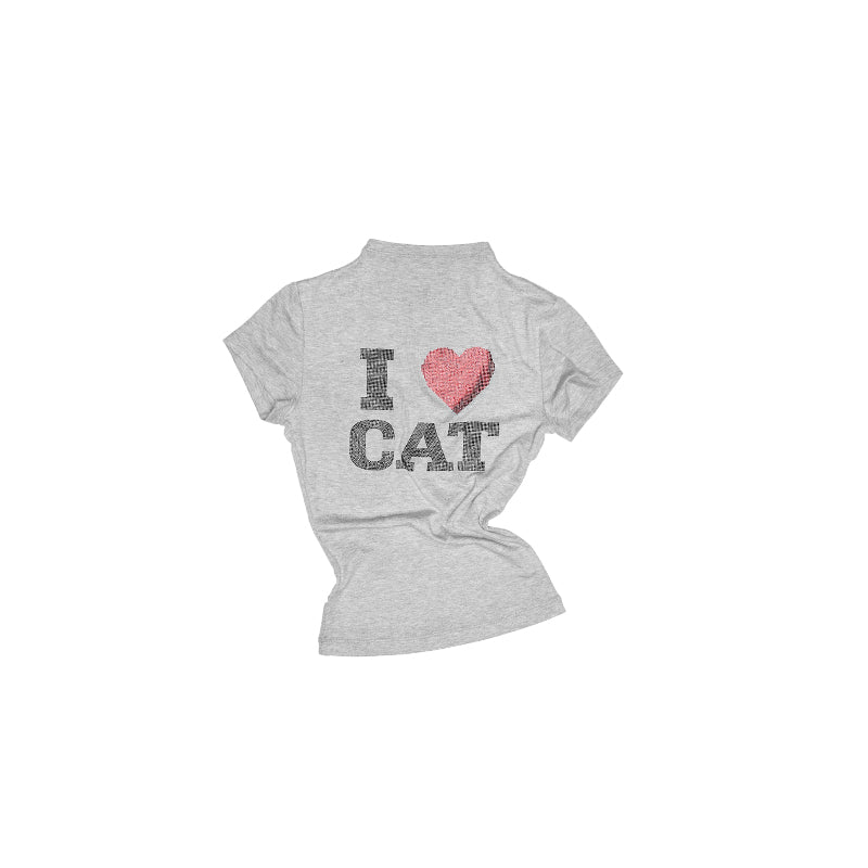 Micro-Diamond High Neck Tee – Slim Cropped Short Sleeve Style