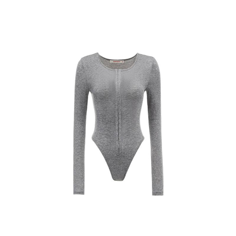 Vertical Hook-Button Long Sleeve Jumpsuit – Skinny Fit Base Layer